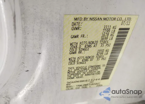 2011 Nissan Armada Platinum из США, поврежденный, VIN 5N1AA0NE8BN623244